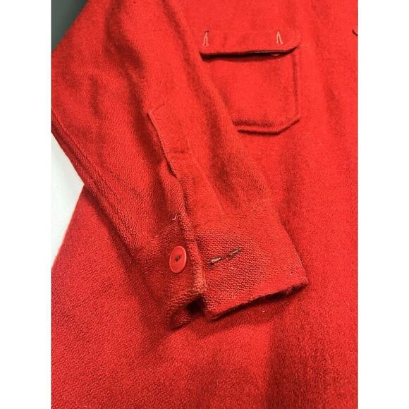 Vintage 40s Mens North Country Wool Double Pocket Button Shirt Jacket Red USA - Picture 2 of 9